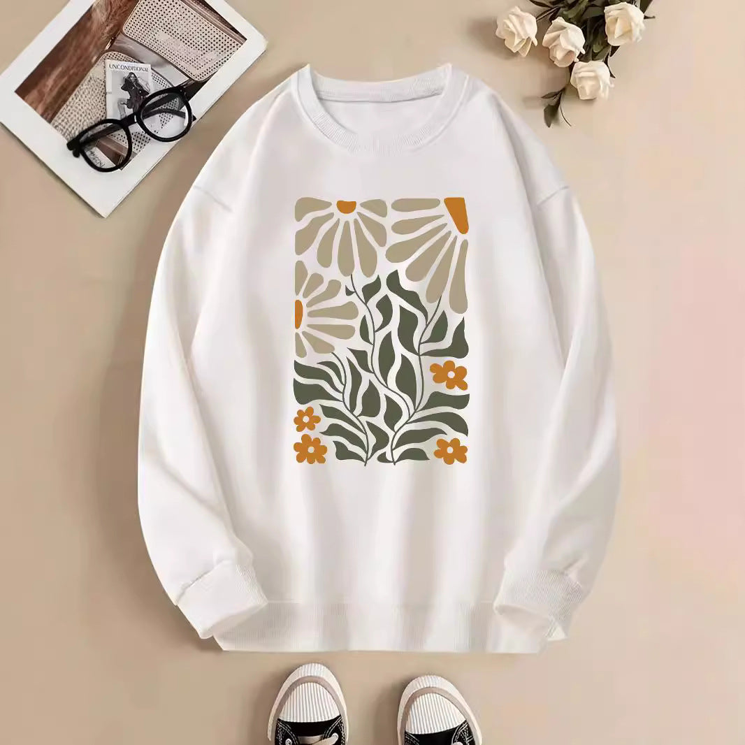 Floral Print Long Sleeve Pullover Knit Sweater