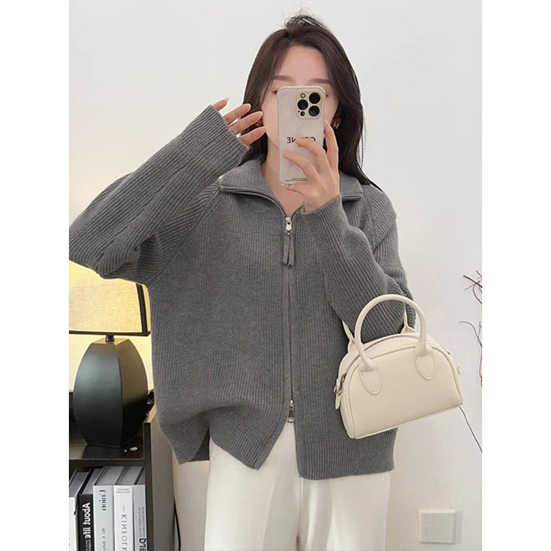 Spring Concise Idle Style Soft Glutinous Coat Thermal Knitting Coat