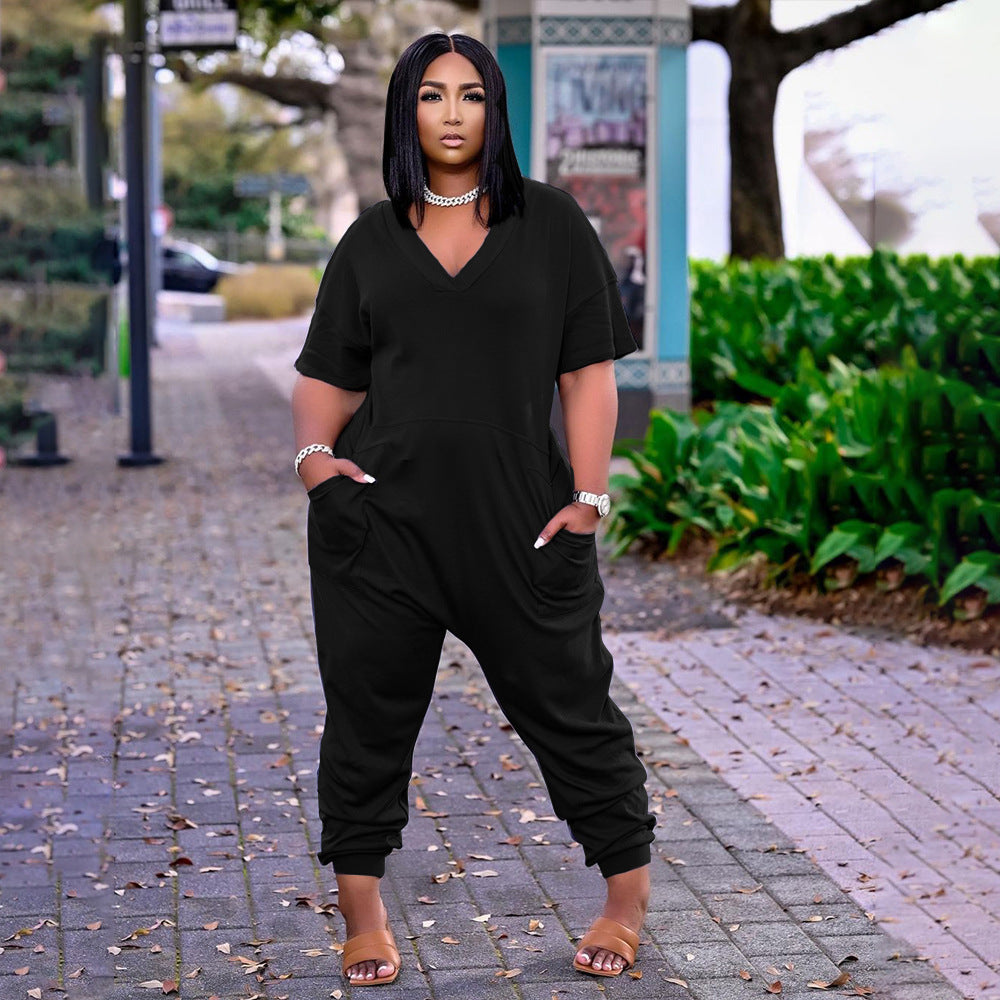 Chic Solid Color Casual Streetwear Jumpsuit for Women
