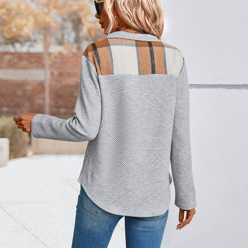 Cozy Plaid Patchwork Long Sleeve Sweater