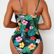 Women's Floral Slimming Hollow One-Piece Swimsuit