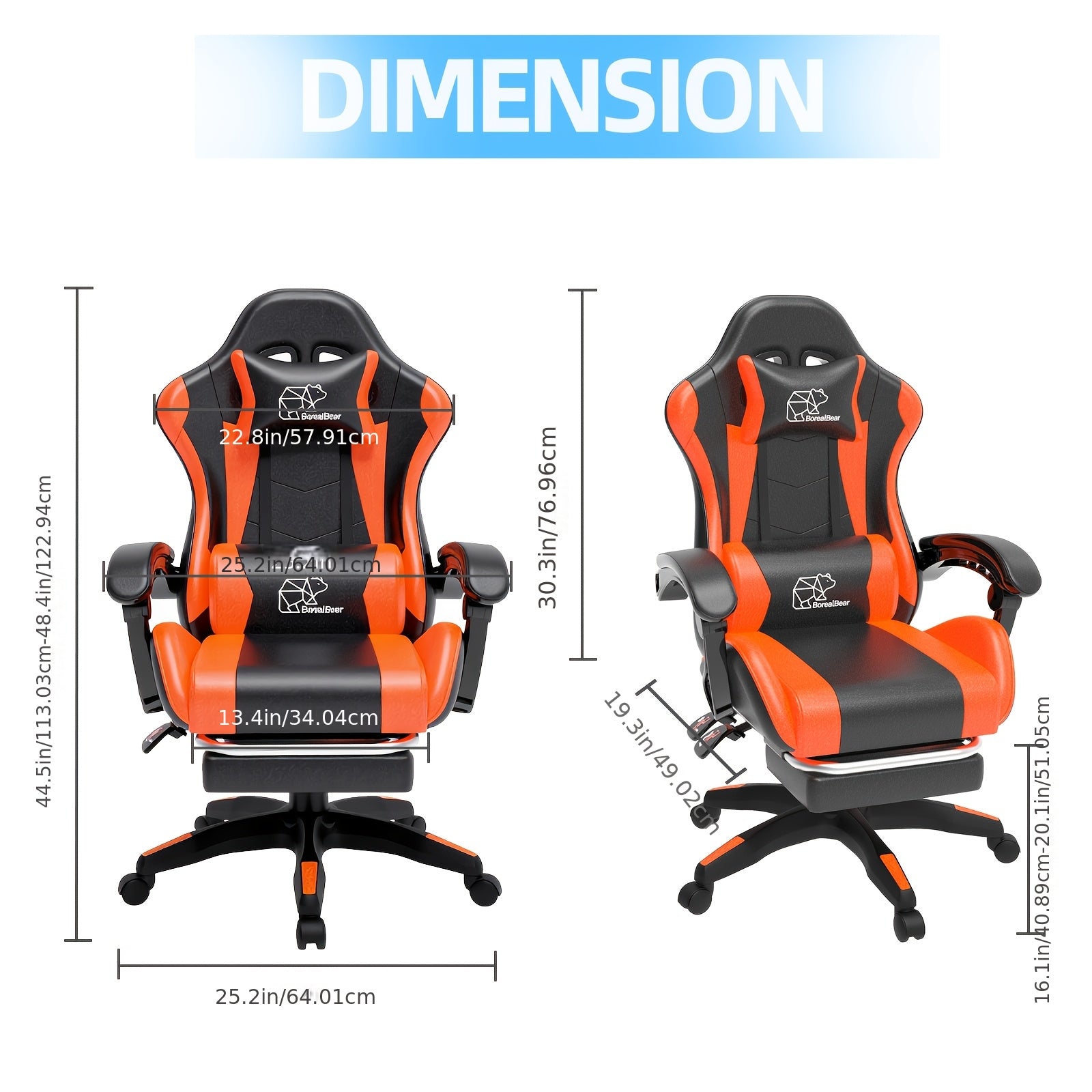 Ergonomic Gaming Chair with Lumbar Support, Fixed Armrests and High‑Quality Padding – Optional Footrest