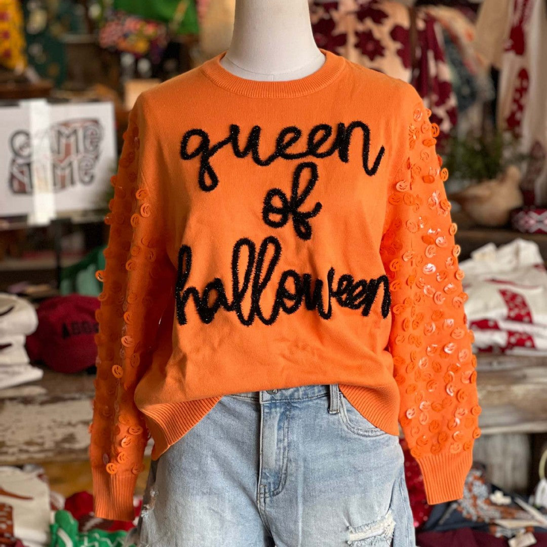 Pumpkin Sequins Design Sense Round Neck Loose Sweatshirt