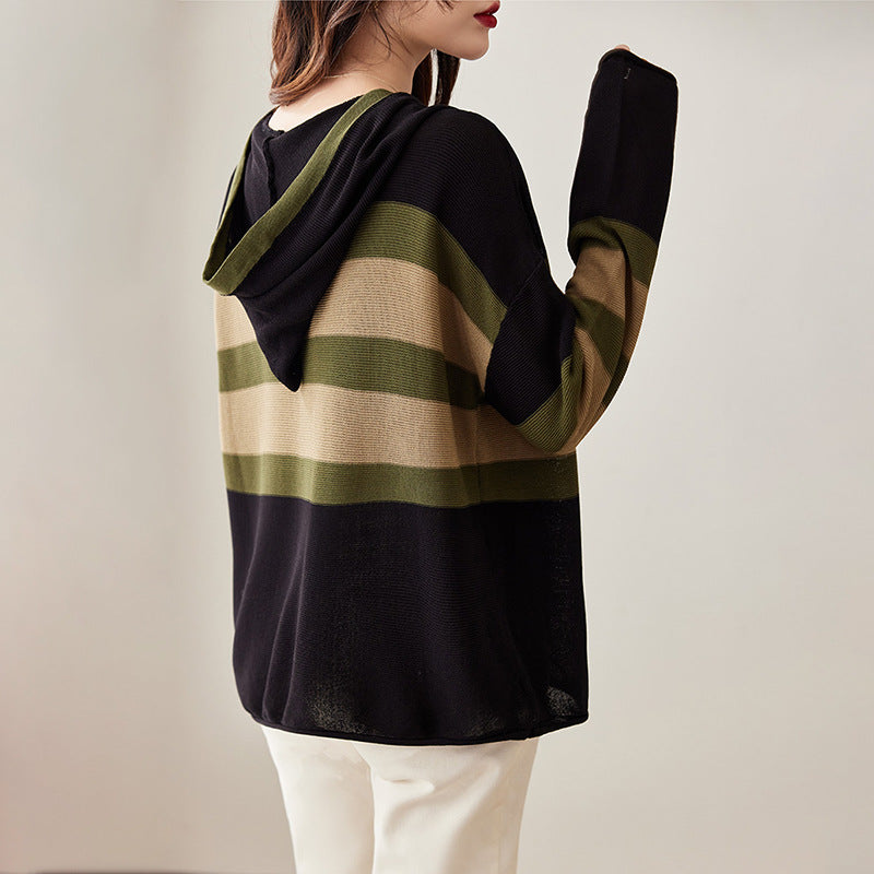 Cozy Oversized Knit Pullover Hoodie for Women