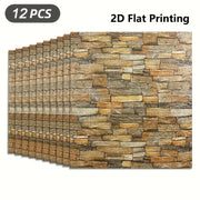 Set of 12 Foam Wall Stickers with 2D Printed Panels – Self‑Adhesive Decorative Wallpaper for Faux Brick Look