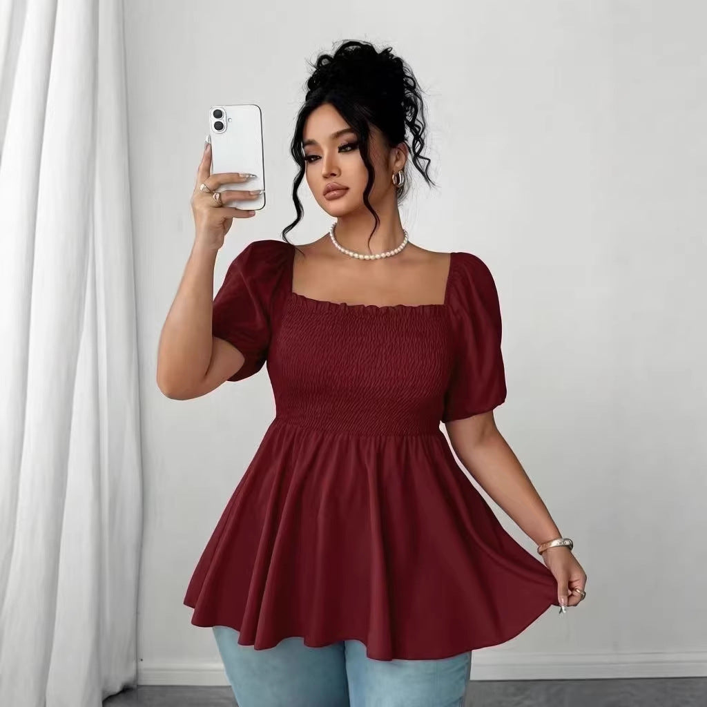 Plus Size Pleated Blouse for Women - Stylish & Comfortable