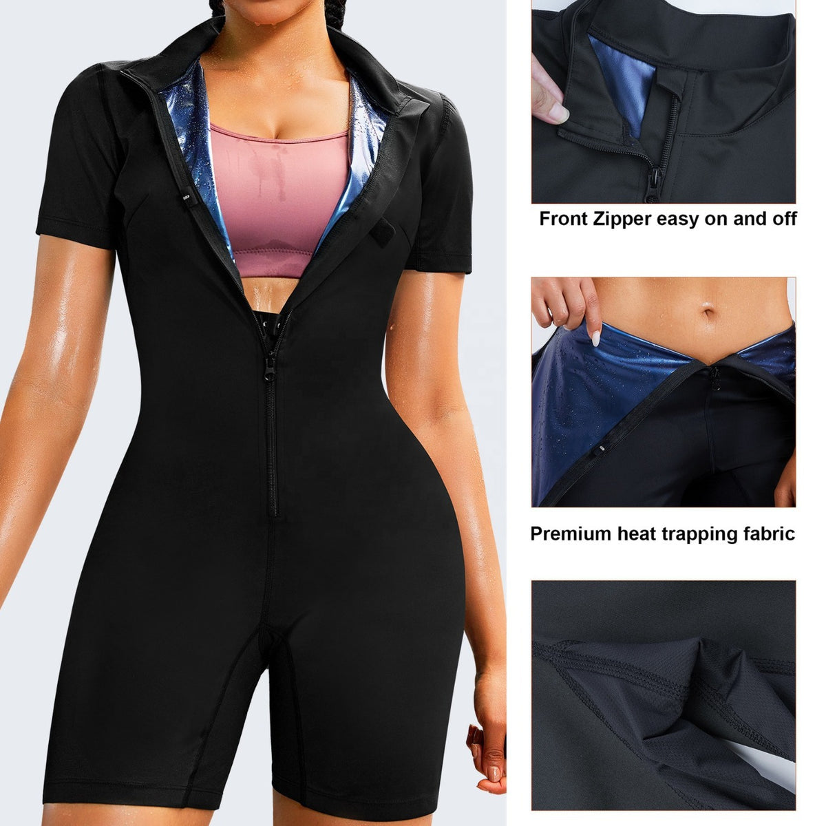 Body-shaping Corsets Short Sleeve Zipper Design High Elastic Waist