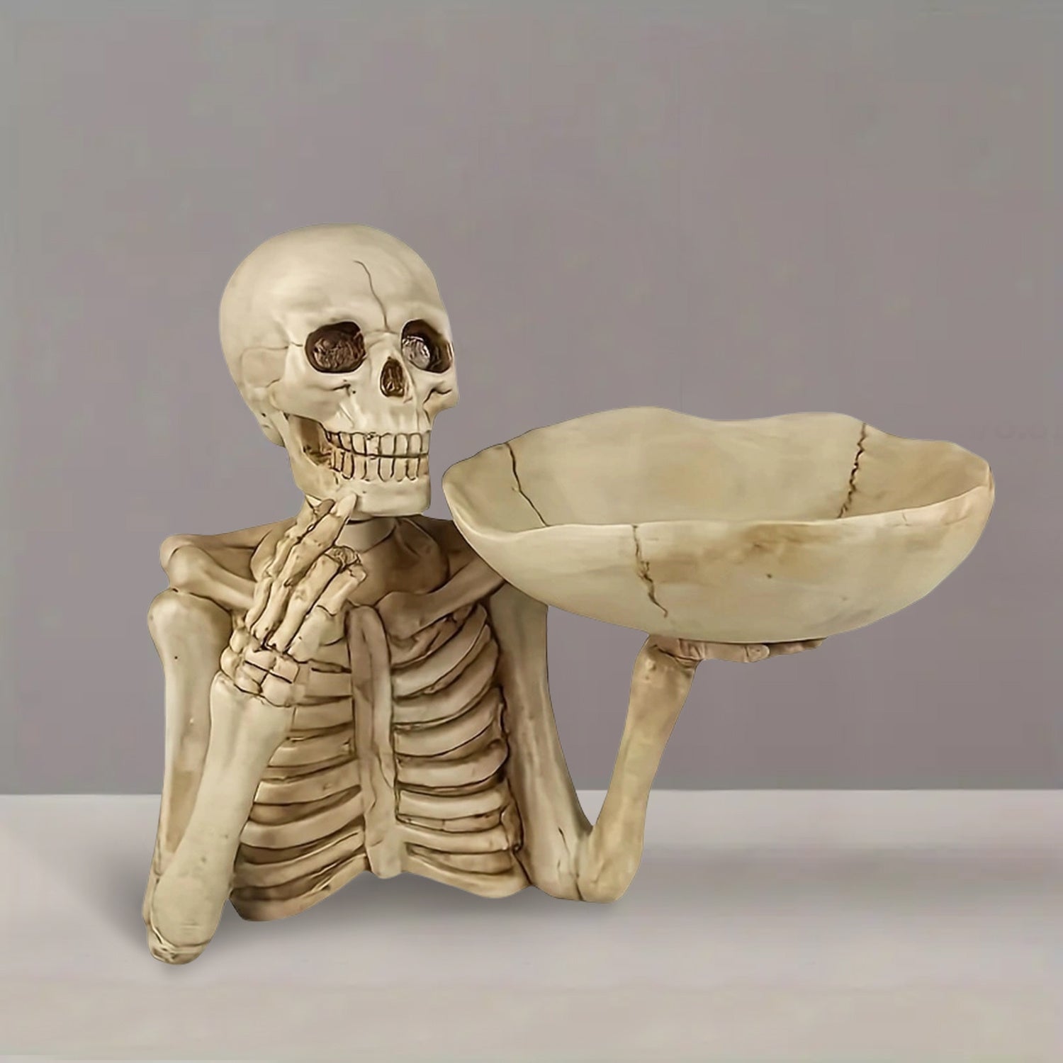 1pc Resin Skull Tray Decorative Ornament - Versatile Indoor/Outdoor Halloween Decoration, Creative Room Accent, Ideal Holiday Gift for Friends, No Electricity Needed, Halloween Decorations