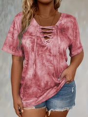 Tie‑Dye Drawstring Casual Short‑Sleeve T‑Shirt for Women – Pick‑Up Only