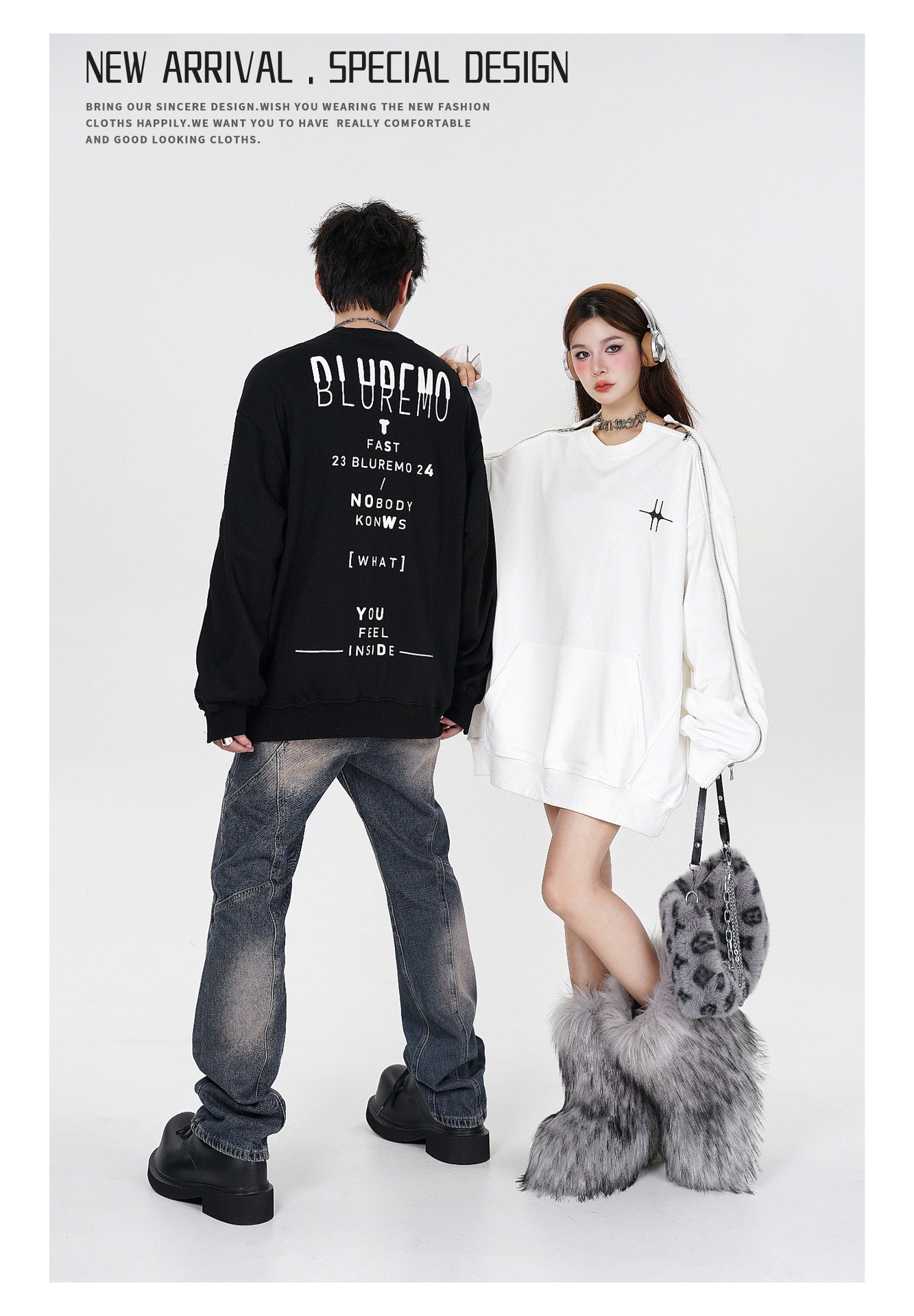 Letter Print Zipper Pullover Sweatshirt