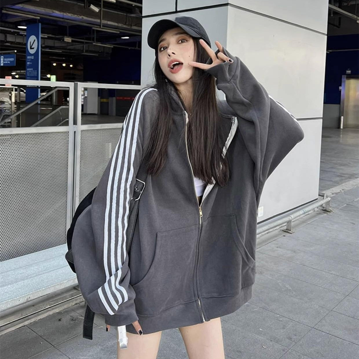 Women's Streetwear Baseball Cardigan Sweater