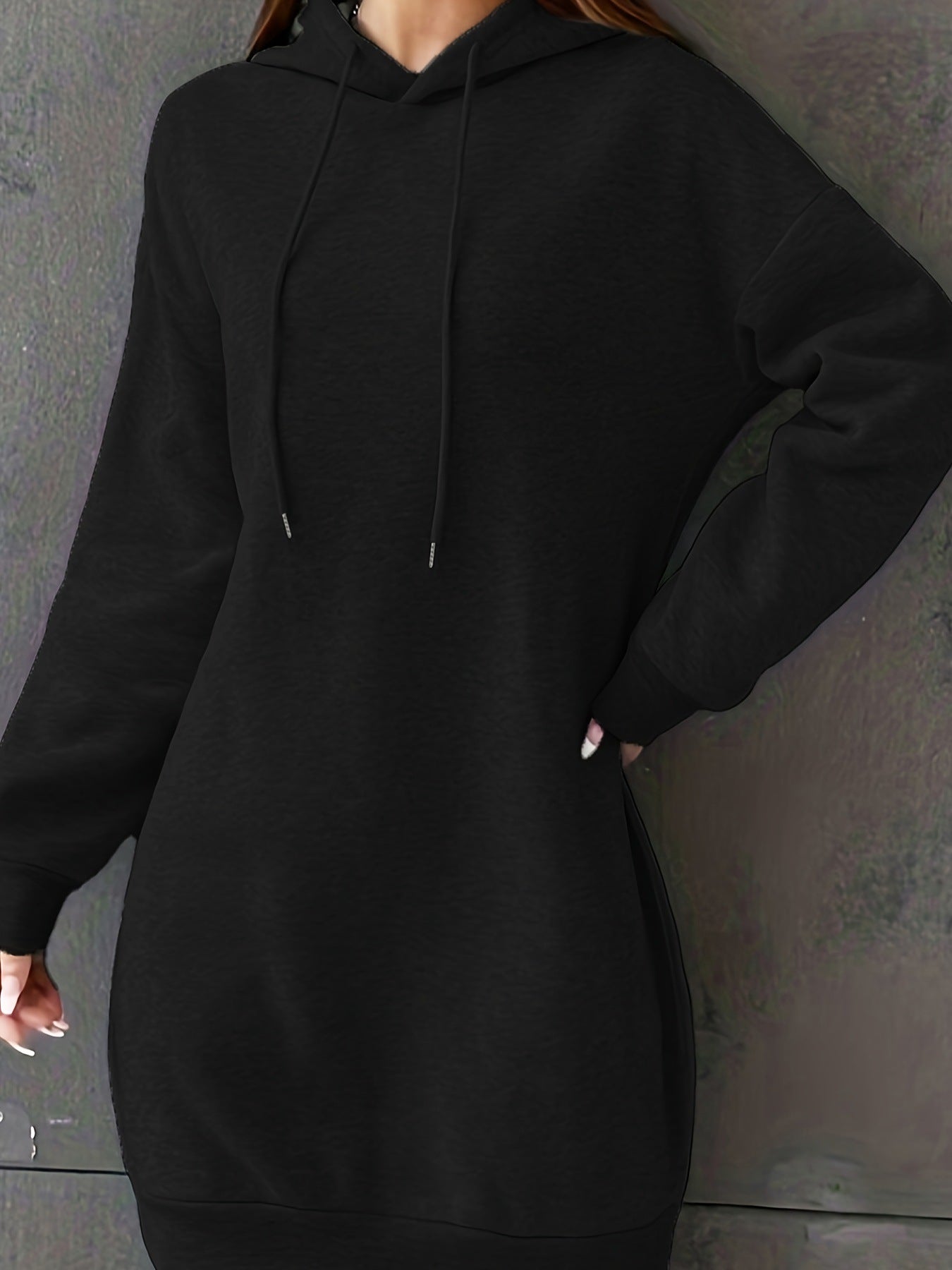 Women's Cozy Fleece-Lined Casual Hooded Sweatshirt Dress