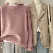 Retro Dark Green Sweater for Women Autumn and Winter Loose