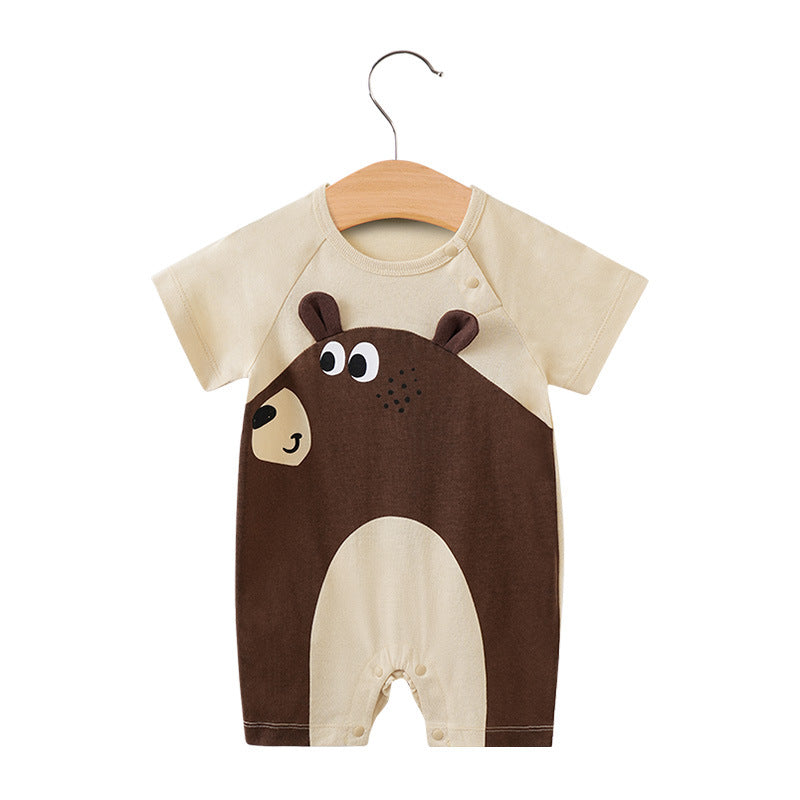 Summer Baby Short Sleeve Cotton Cartoon Jumpsuit