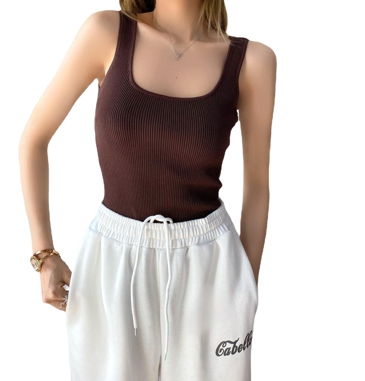 Chic Square Collar Knitted Jumpsuit for Women