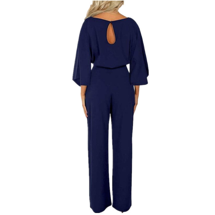 Chic Batwing Sleeve Lace-Up Women's Jumpsuit