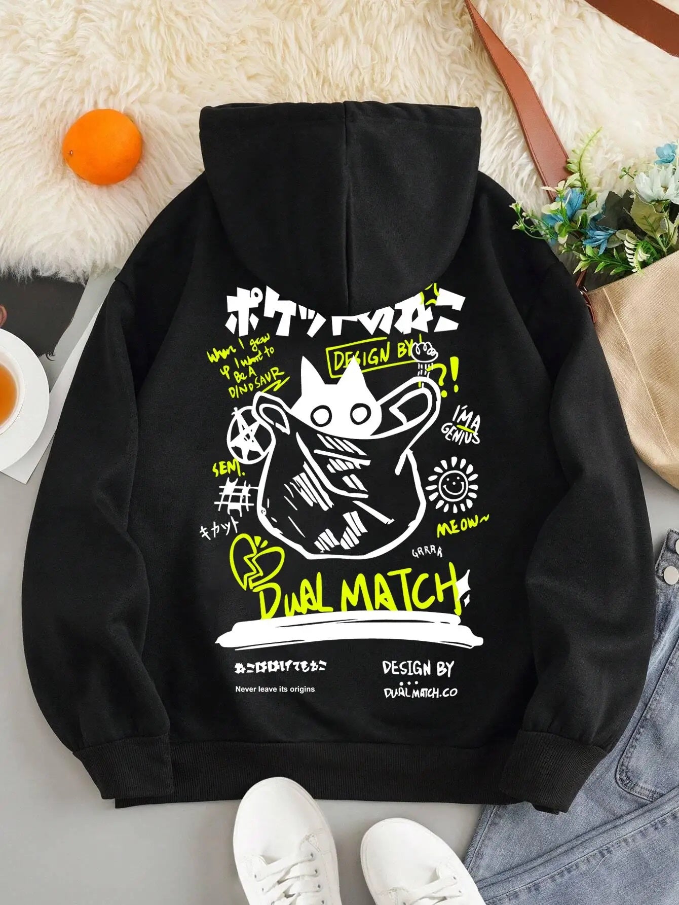 Korean Style Loose Cartoon Anime Hoodie for Women