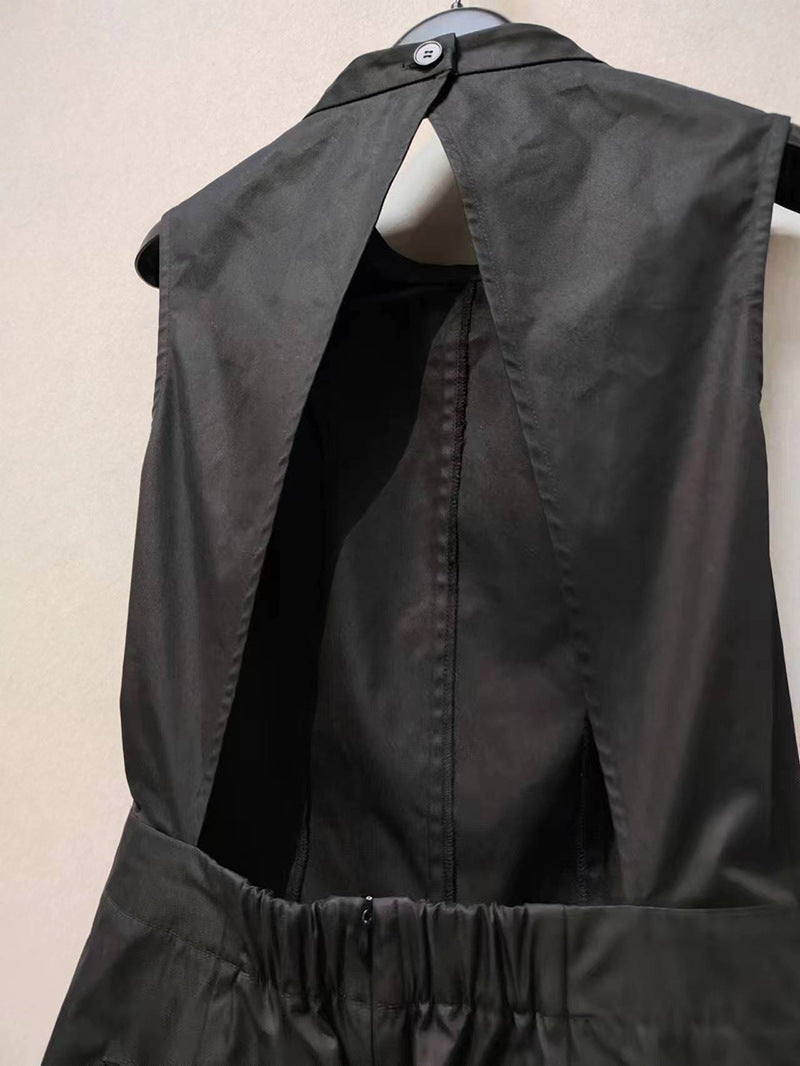 Fashionable Backless Elastic Jumpsuit Loose Trousers