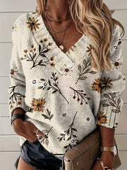 V-neck Long Sleeve Lazy Casual Sweatshirt