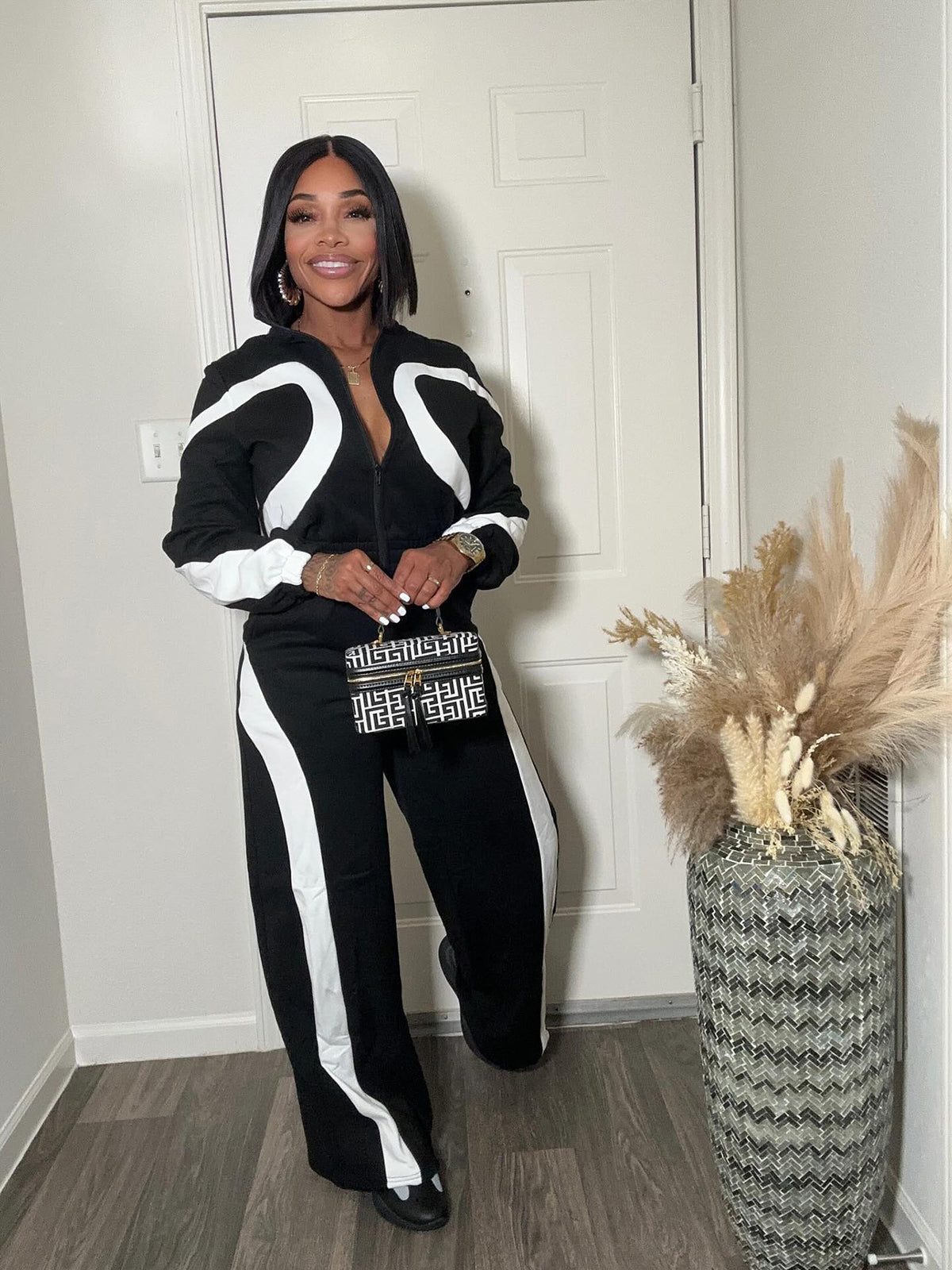 Women's Color Block Active Long Sleeve Jumpsuit