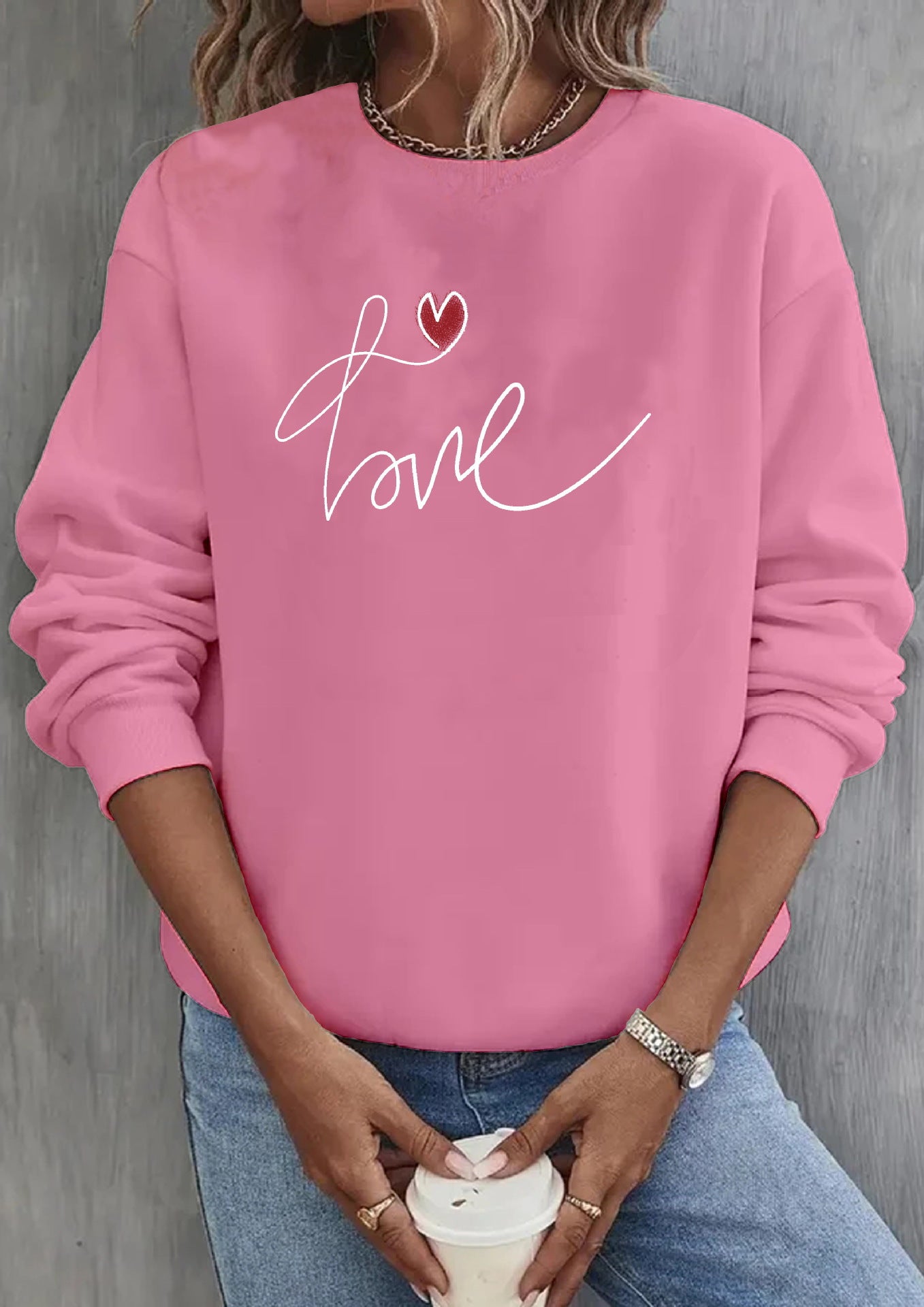 Cute Sun Print Casual Round Neck Pullover Sweater