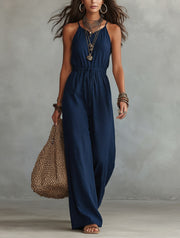 Womens Strap-style Loose-fit Wide-leg Casual Jumpsuit