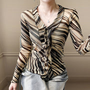 Sheer Mesh Floral Long‑Sleeve Top – Flirty Princess Sleeves for Women