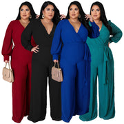 Chic Belted Straight-Leg Solid Jumpsuit
