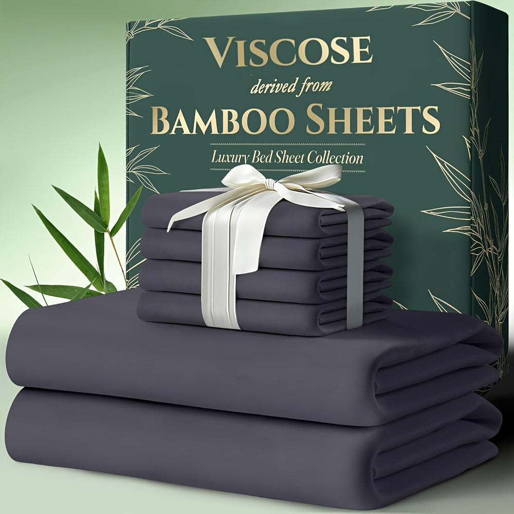 6pcs Bamboo Cooling Bed Sheets Sets Queen Size