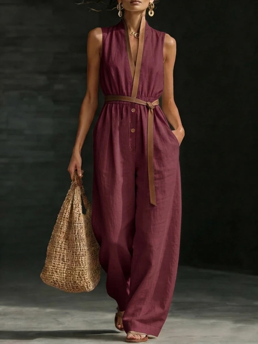 V-Neck Sleeveless Chic Women's Jumpsuit