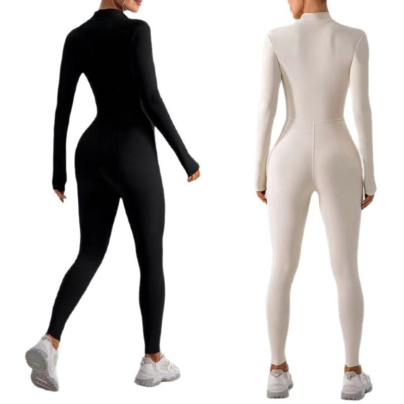 Fleece Yoga Jumpsuit Zipper Nude Feel Activewear