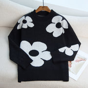 Multi-color Flower Knitted Brocade Sweater Women