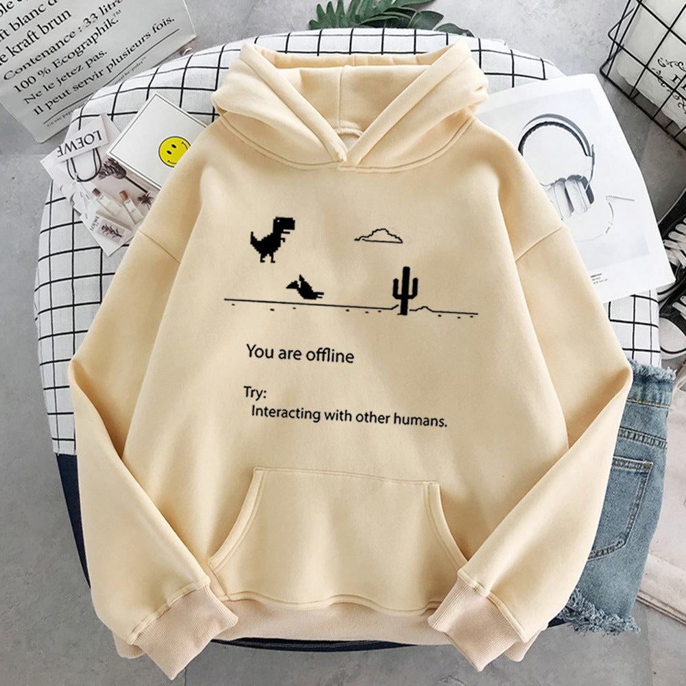 Retro Dinosaur Print Casual Women's Pullover Sweater