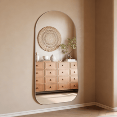 Minimalist oval acrylic frameless wall mirror