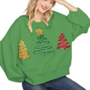 Women's Festive Christmas Tree Long Sleeve Casual Pullover Sweater