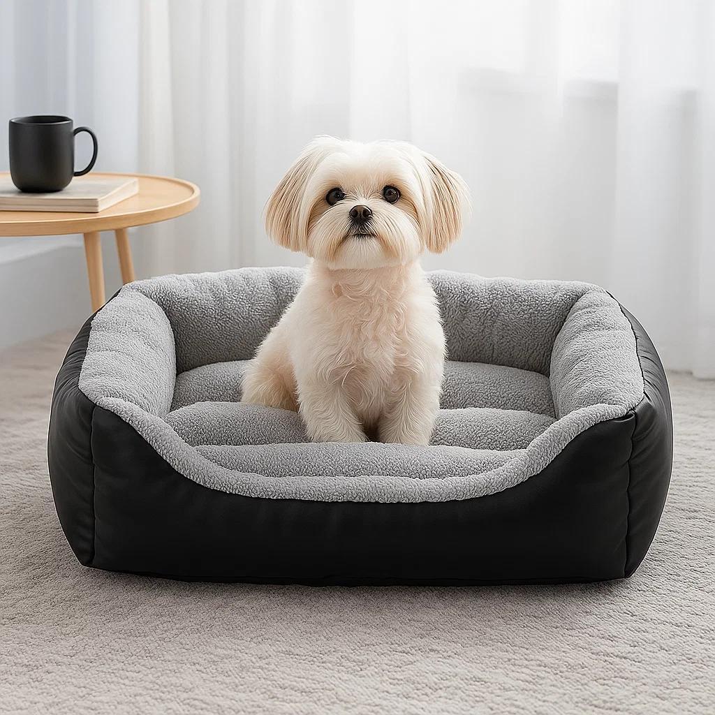 Calming Dog And Cat Bed Orthopedic Calming Dog & Cat Bed, Cozy Faux Fur Rectangular Nest For Small To Large Pets  Anti-anxiety Plush Crate Bed (11.8/15/18.9 X 17.3/21.7/26.8) Holiday Gift Idea
