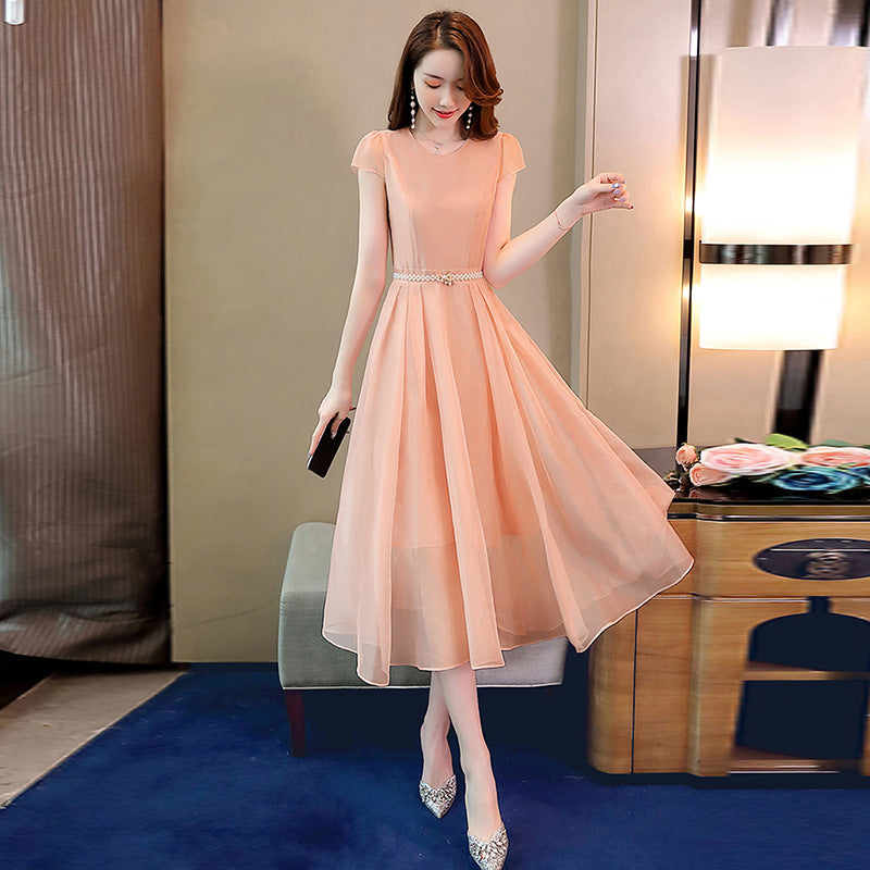 Womens Elegant French-style Chiffon Dress