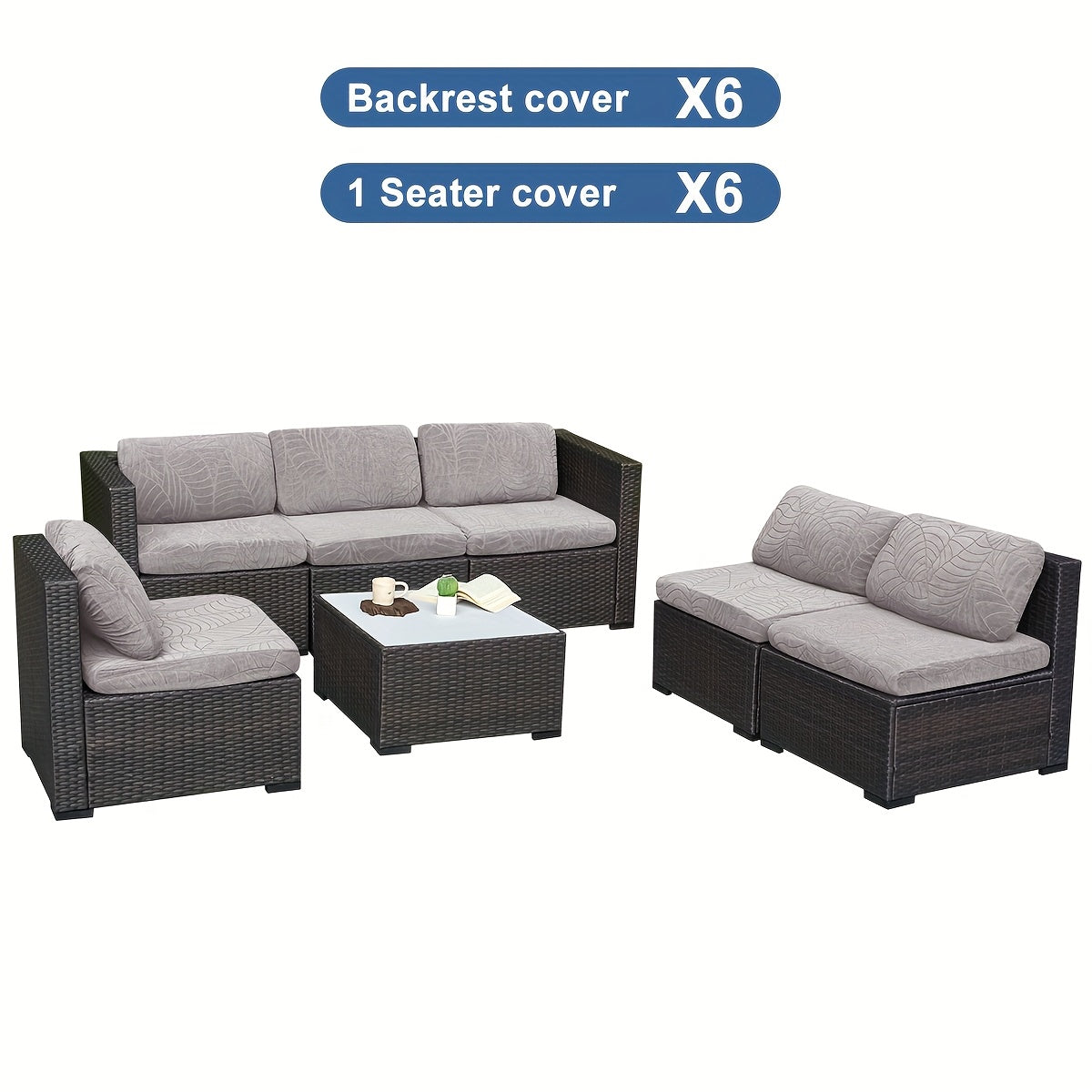 12/14pcs Stretch Large Leaf Jacquard Outdoor Terrace Cushion Covers Sofa Chair Covers Sofa Covers Pillow Covers Replacement Furniture Covers Suitable for Pets Washable