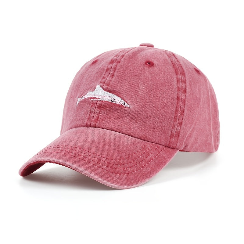 Unisex Adjustable Swimming Shark Baseball Cap with Animal Print