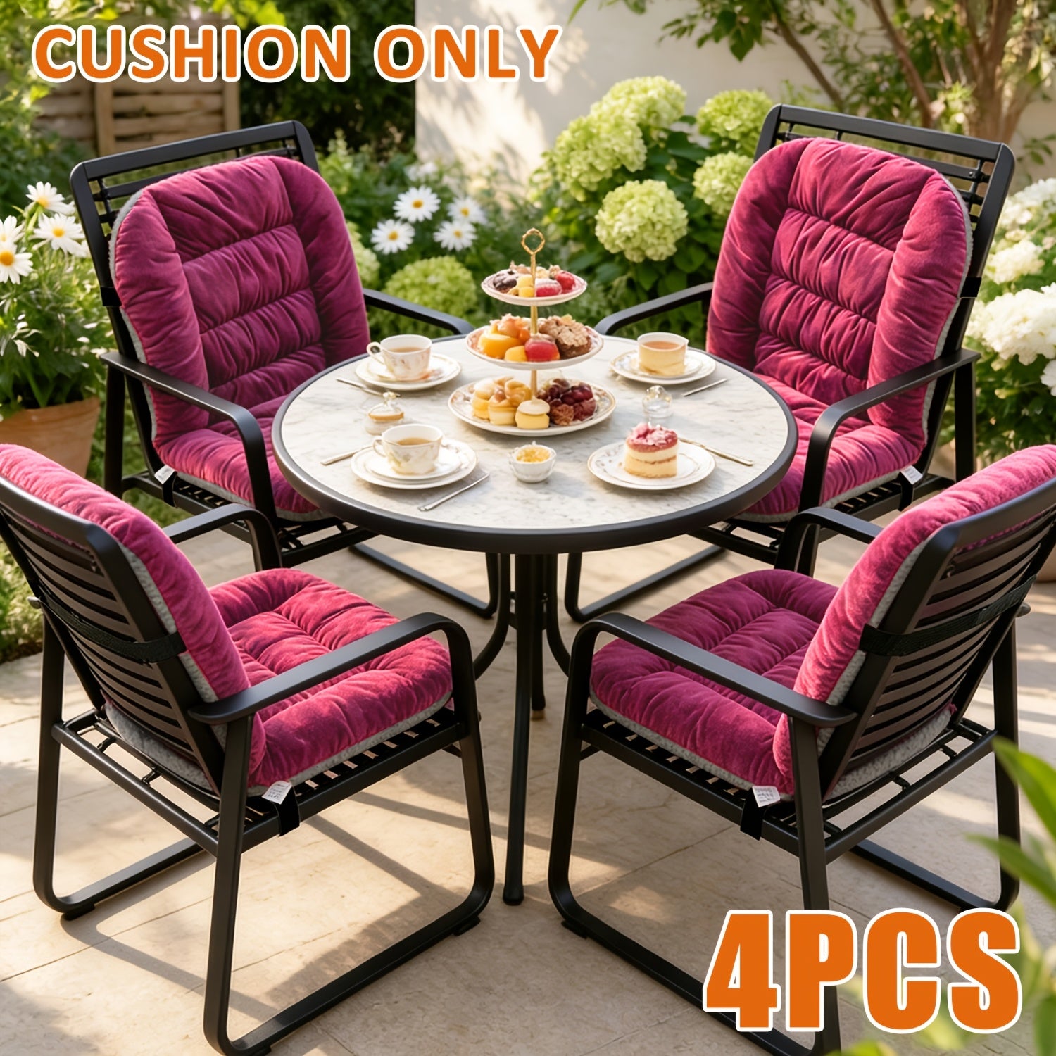 4pcs Thickened Outdoor Chair Cushions with Backrest Support, Suitable for Patio Furniture, Soft And Comfortable, Suitable for Garden Loungers, Terraces, And Balcony Furniture, Durable And Comfortable Fit