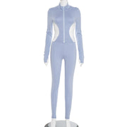 Color-Block Tight-Fit Long-Sleeve Casual Lounge Set