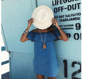 Denim Style Off-the Shoulder Dress