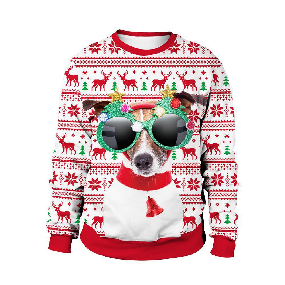 Festive 3D Print Christmas Couple Sweater
