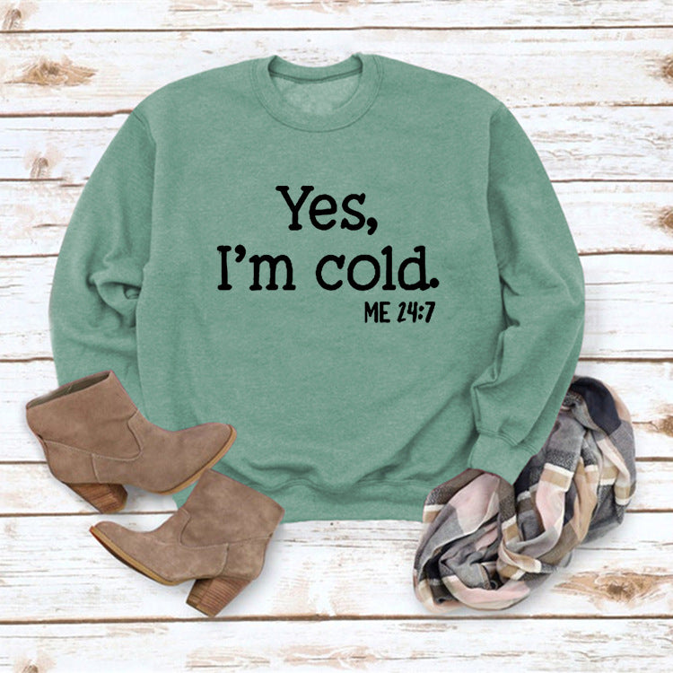 Letter Print Round Neck Long Sleeve Pullover Sweatshirt