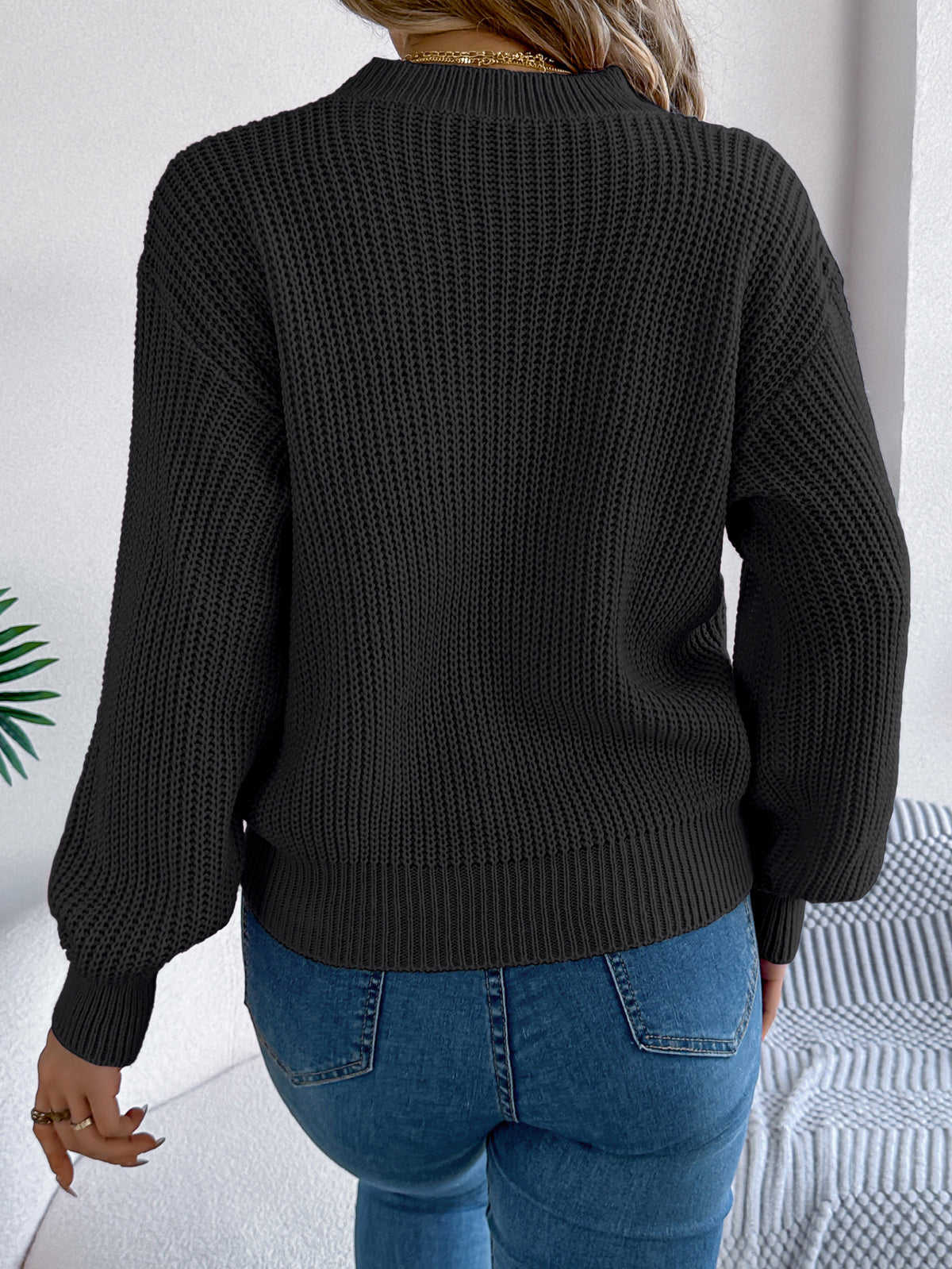 Women Casual Color Block Heart Love Long Sleeve Pullover Sweater