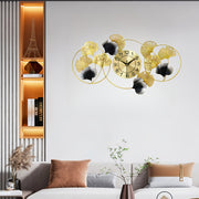[Elegant Wall Clock] Modern 1pc Elegant Ginkgo Leaf Wall Clock | Interlocking Design, Clear Scale, No Ticking Sound, Suitable for Living Room and Dining Room, Bedroom Wall Hanging Decoration