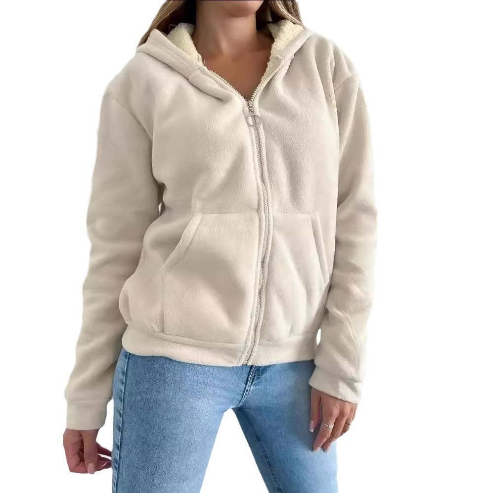 Cozy Zip-Up Kangaroo Pocket Hooded Cardigan