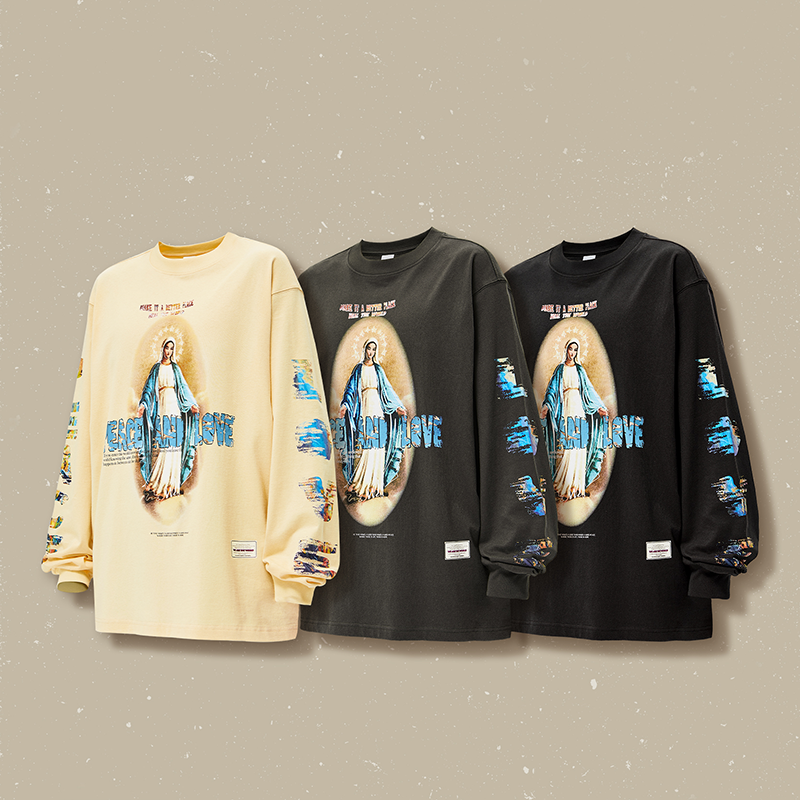High Street Vintage Print Design Spring New Round Neck Sweater
