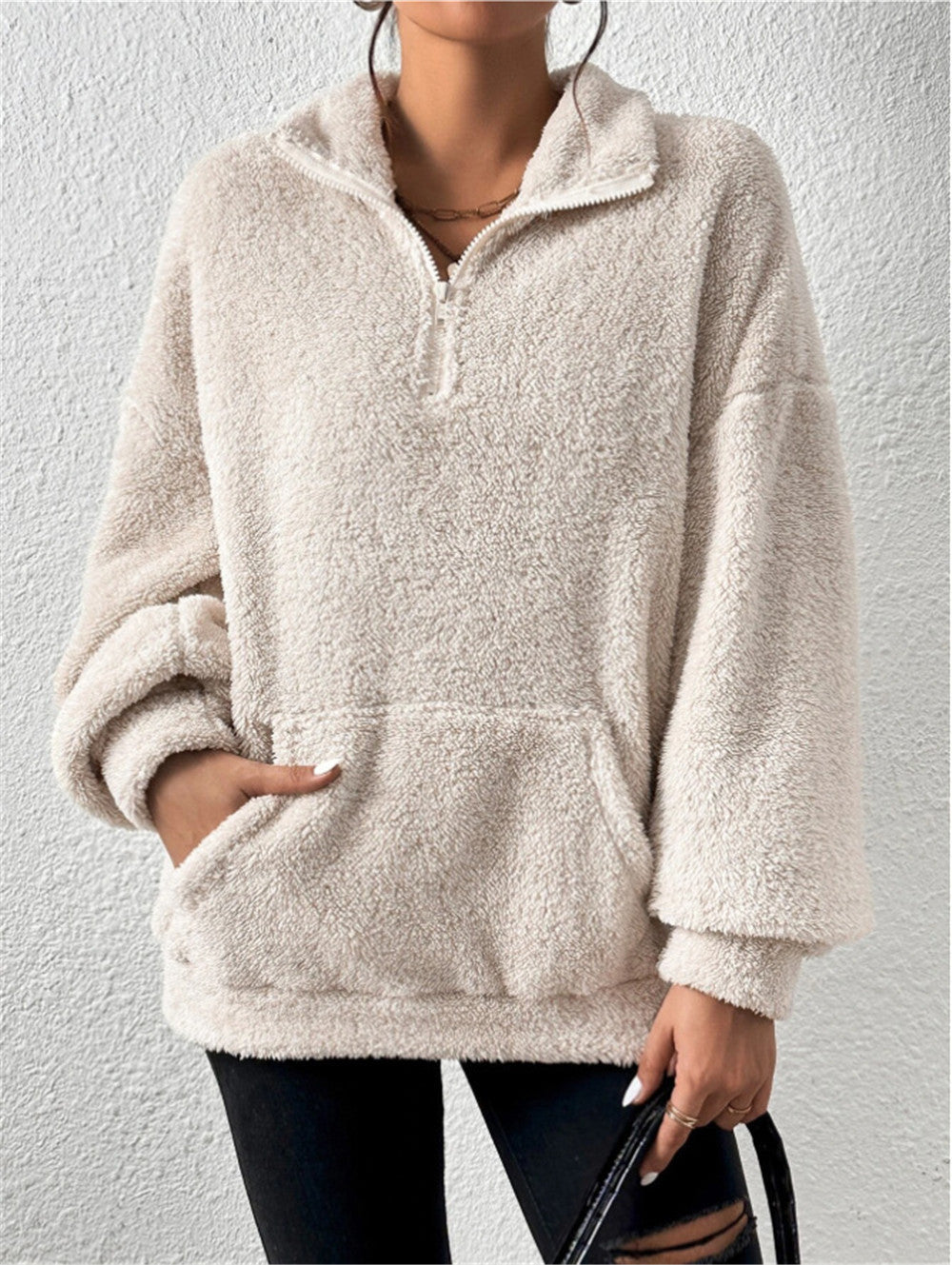 Autumn And Winter European And American Velvet Stand Collar Sweater