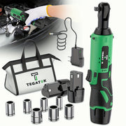 40 Ft-lbs 12V Cordless Ratchet Wrench Set, 400 RPM, 3/8" Powerful Rotary Tool, Fast Charge, Variable Speed Trigger, 2-Pack Lithium-Ion Batteries, 7 Sockets for Efficient Tasks